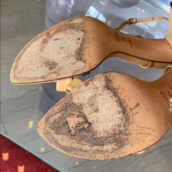 Prada Nude Leather Heels size 40.5 Ankle Straps - Picture 8 of 8